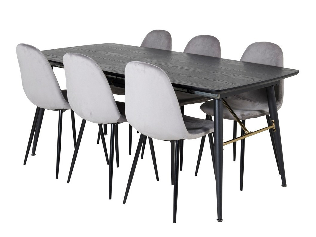 Salle à manger complète Dallas 1580 (Gris + Noir)