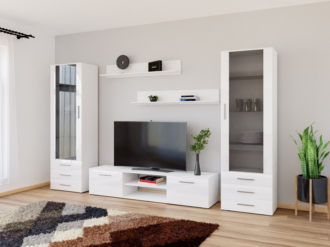 Ensemble de salon Tornola 109 (Blanc + Blanc brillant)
