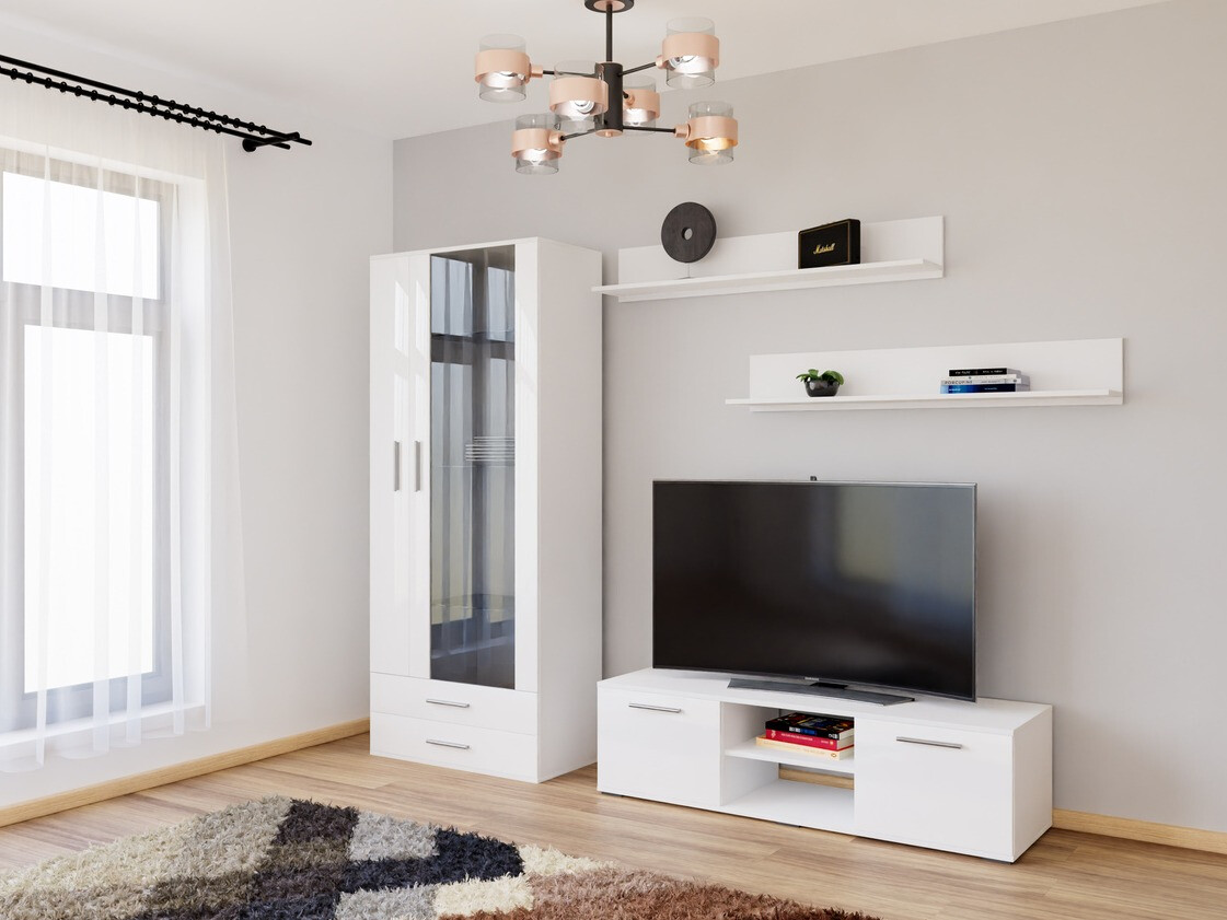Ensemble de salon Tornola 117 (Blanc + Blanc brillant)