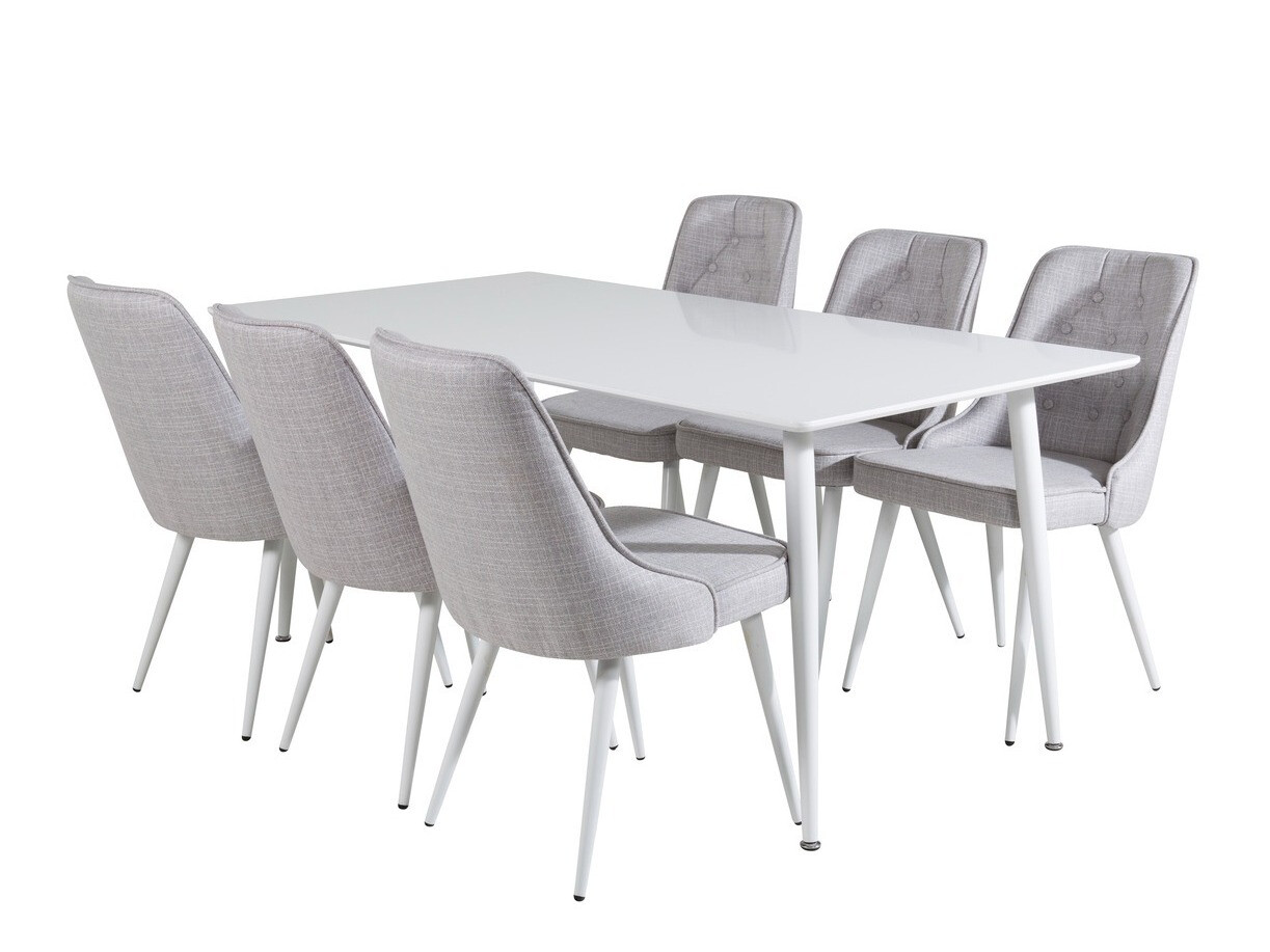 Salle à manger complète Dallas 1625 (Gris clair + Blanc)