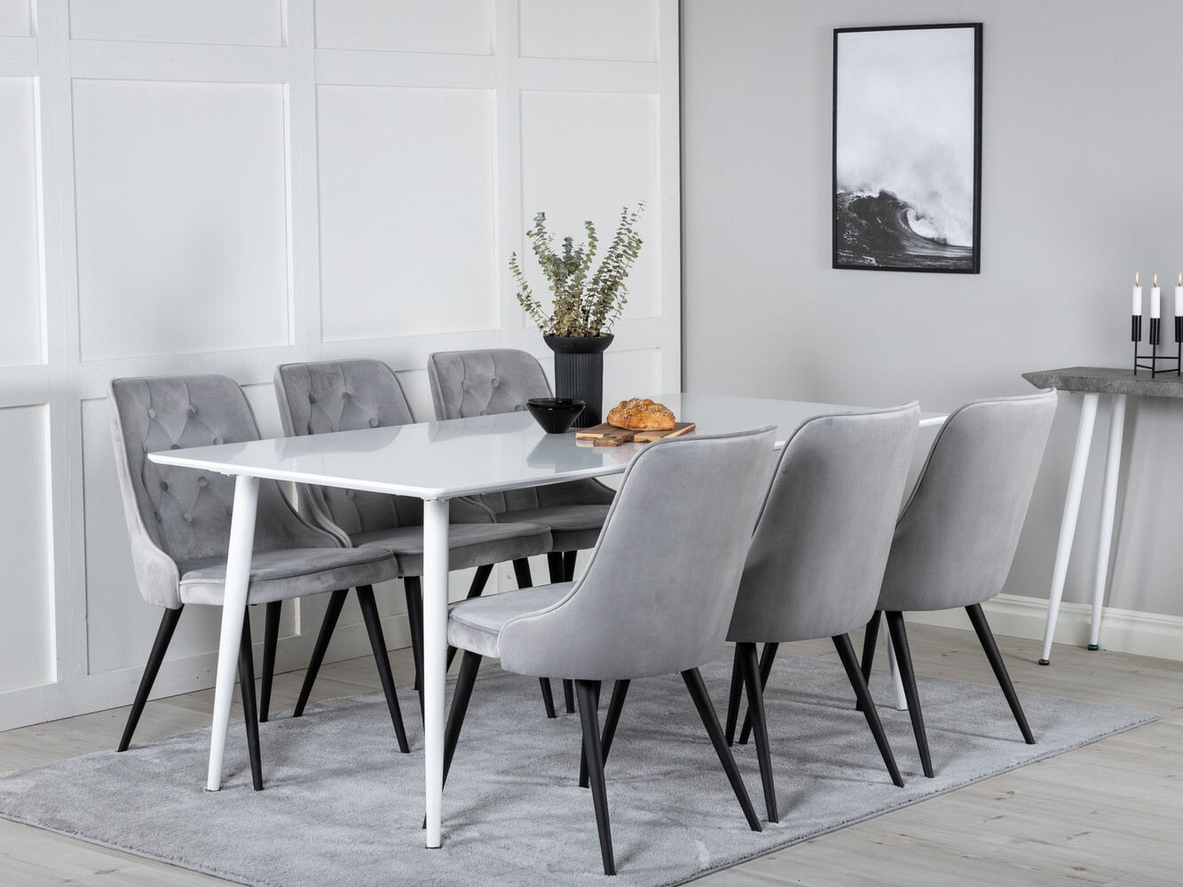 Salle à manger complète Dallas 1625 (Gris + Noir)