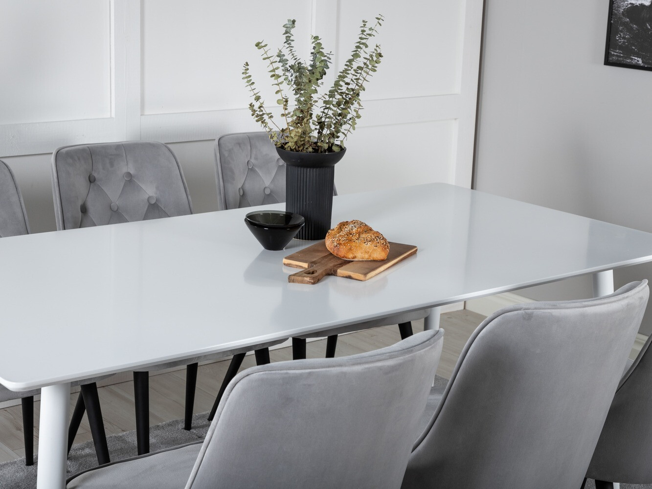 Salle à manger complète Dallas 1625 (Gris + Noir)