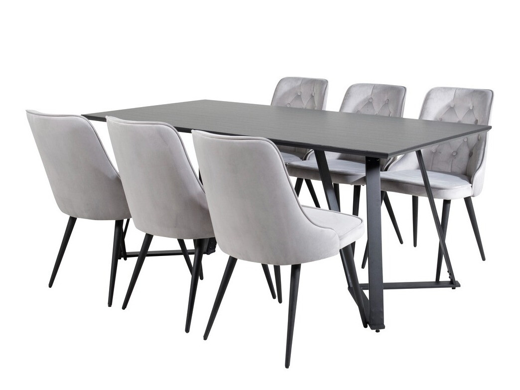 Salle à manger complète Dallas 1628 (Gris clair)