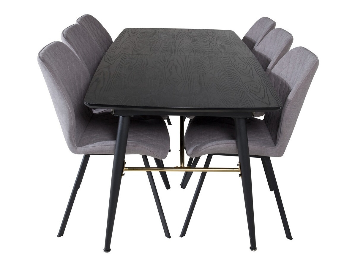 Salle à manger complète Dallas 1647 (Gris + Noir)