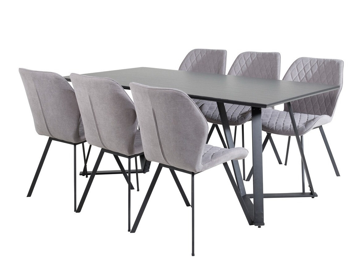 Salle à manger complète Dallas 1685 (Gris + Noir)
