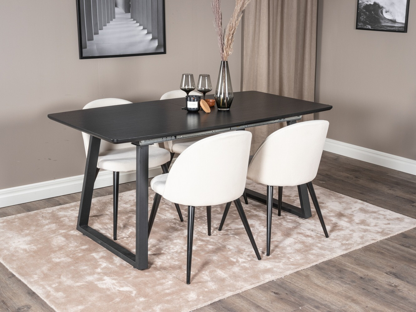 Salle à manger complète Dallas 1687 (Beige + Noir)