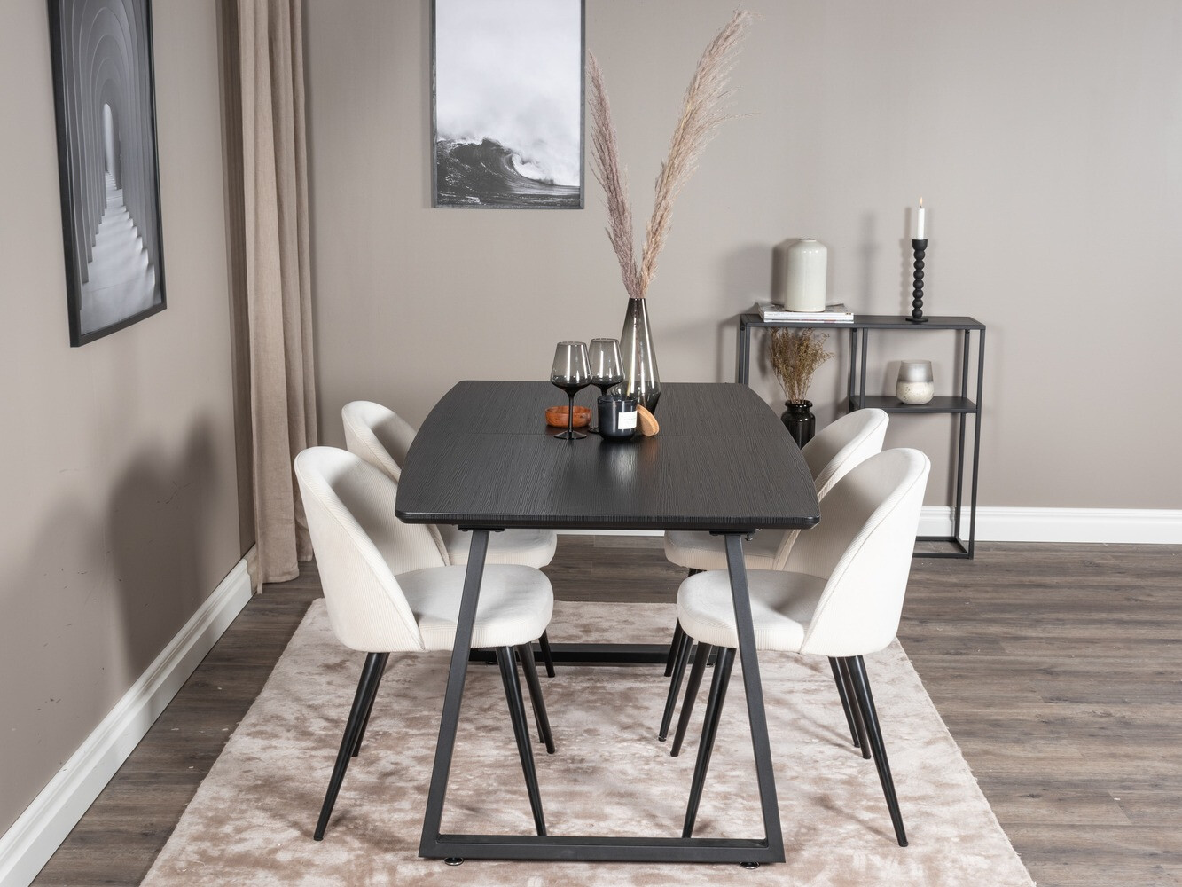 Salle à manger complète Dallas 1687 (Beige + Noir)