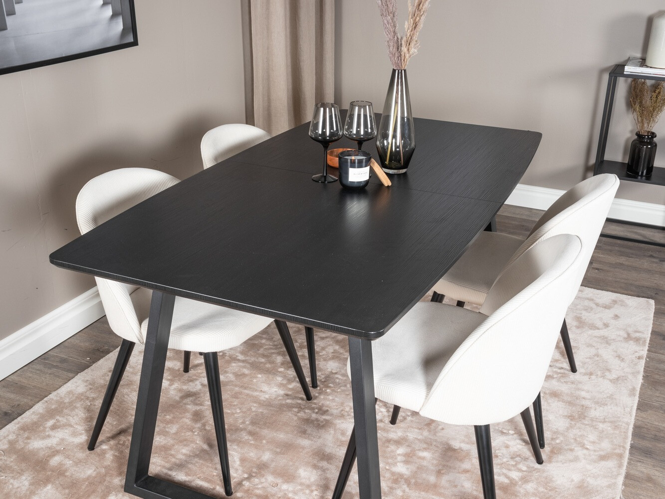 Salle à manger complète Dallas 1687 (Beige + Noir)