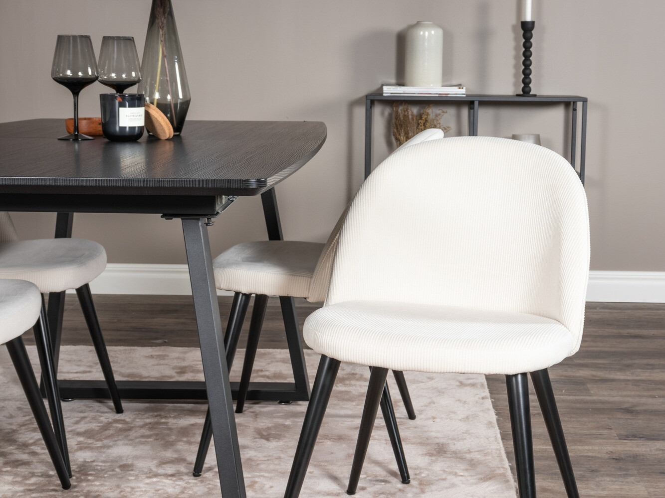 Salle à manger complète Dallas 1687 (Beige + Noir)