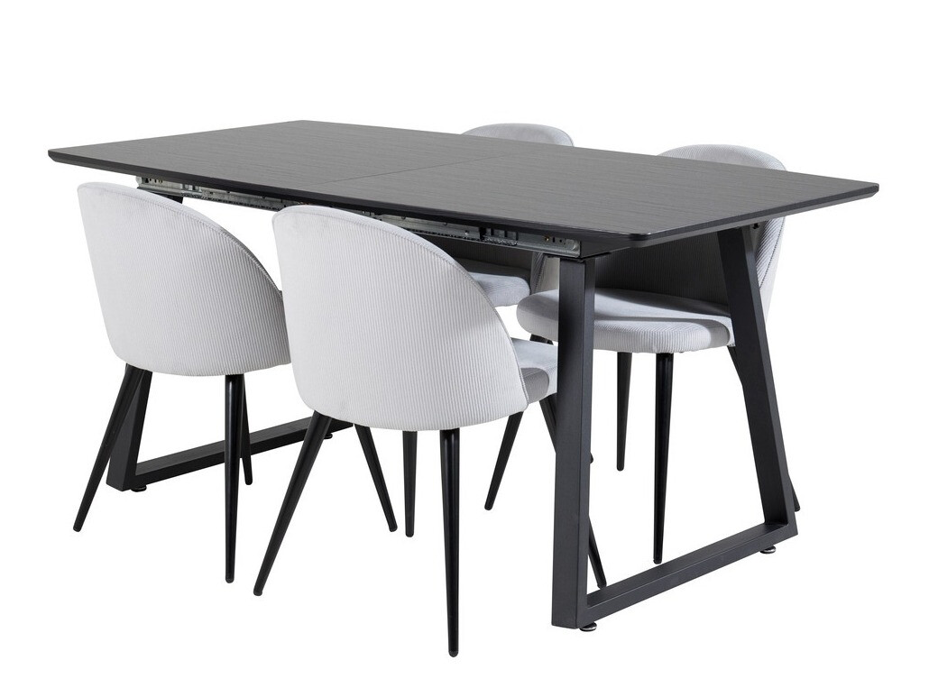 Salle à manger complète Dallas 1687 (Gris + Noir)