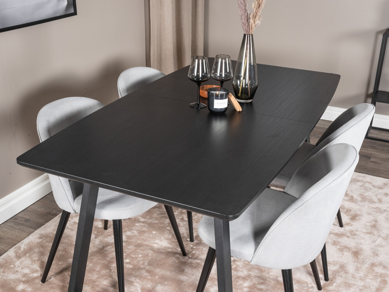Salle à manger complète Dallas 1687 (Gris + Noir)