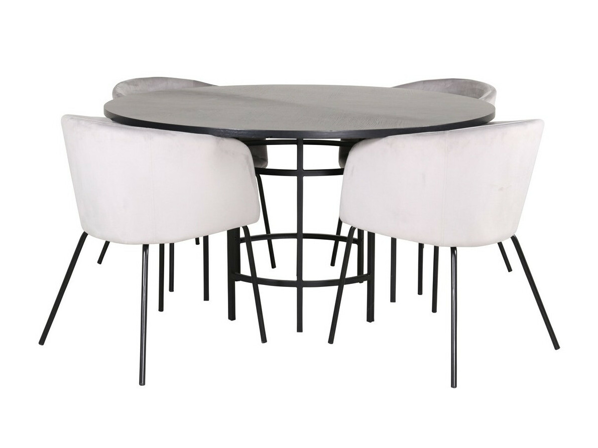 Salle à manger complète Dallas 2381 (Noir + Gris clair)
