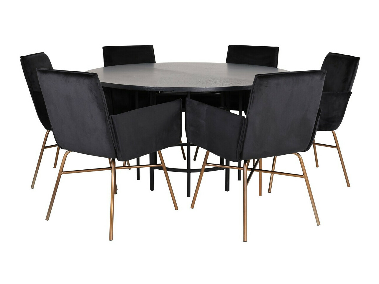 Salle à manger complète Dallas 2391 (Noir + Laiton)