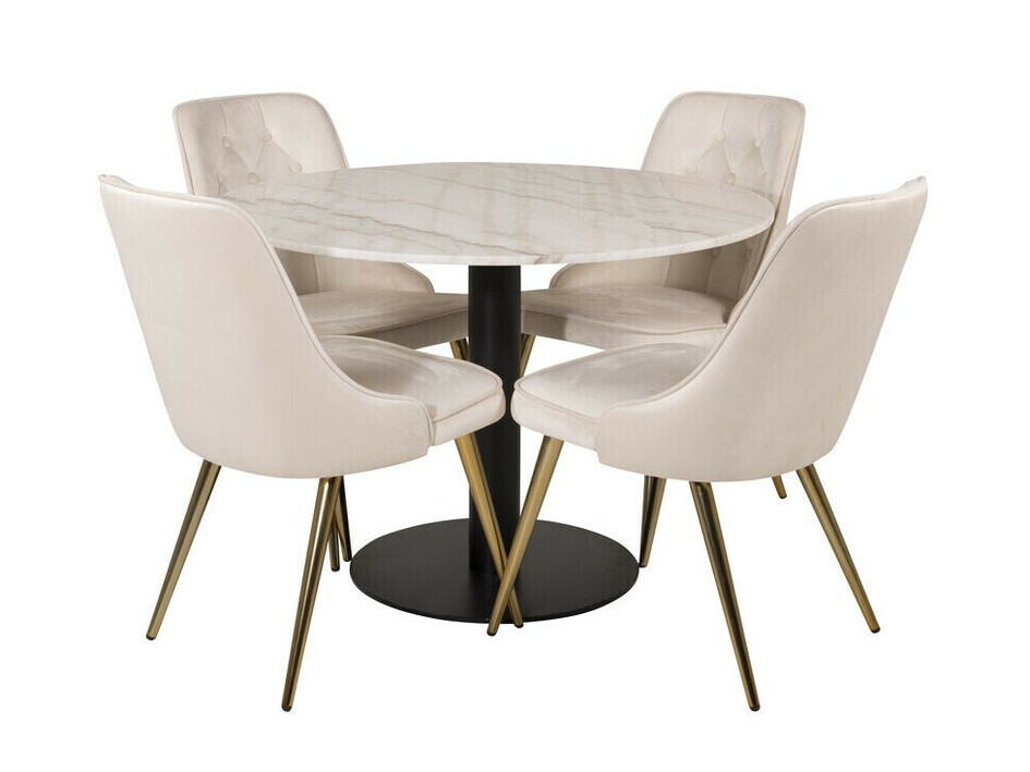 Salle à manger complète Dallas 2570 (Beige + Laiton)