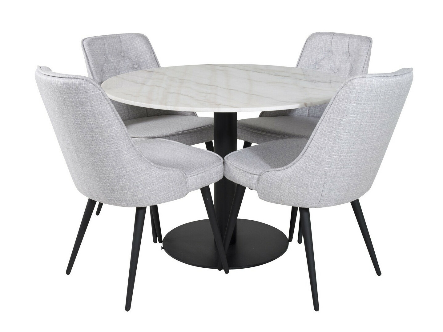 Salle à manger complète Dallas 2570 (Gris clair + Noir)