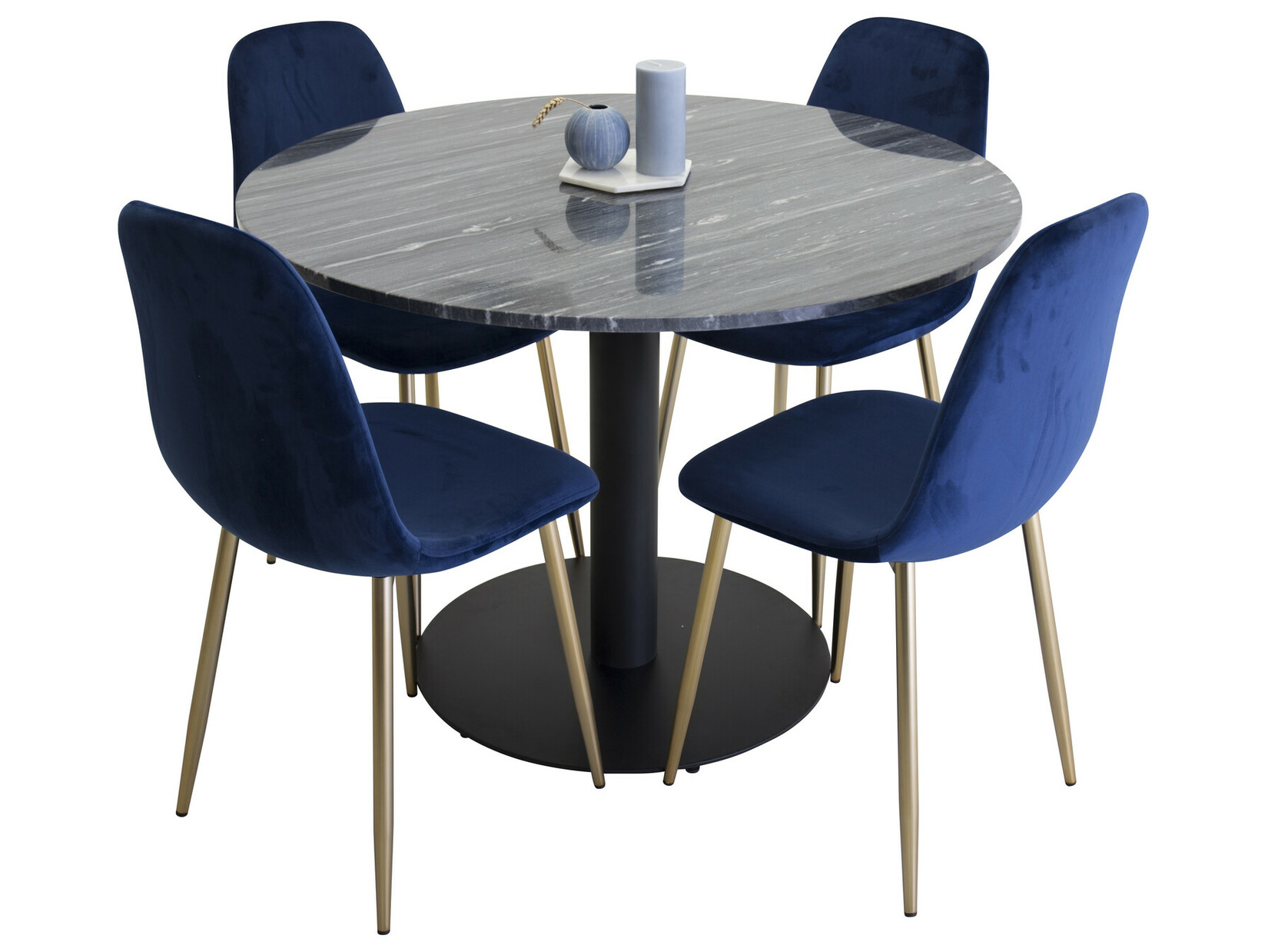 Salle à manger complète Dallas 2628 (Marbre noir + Noir)