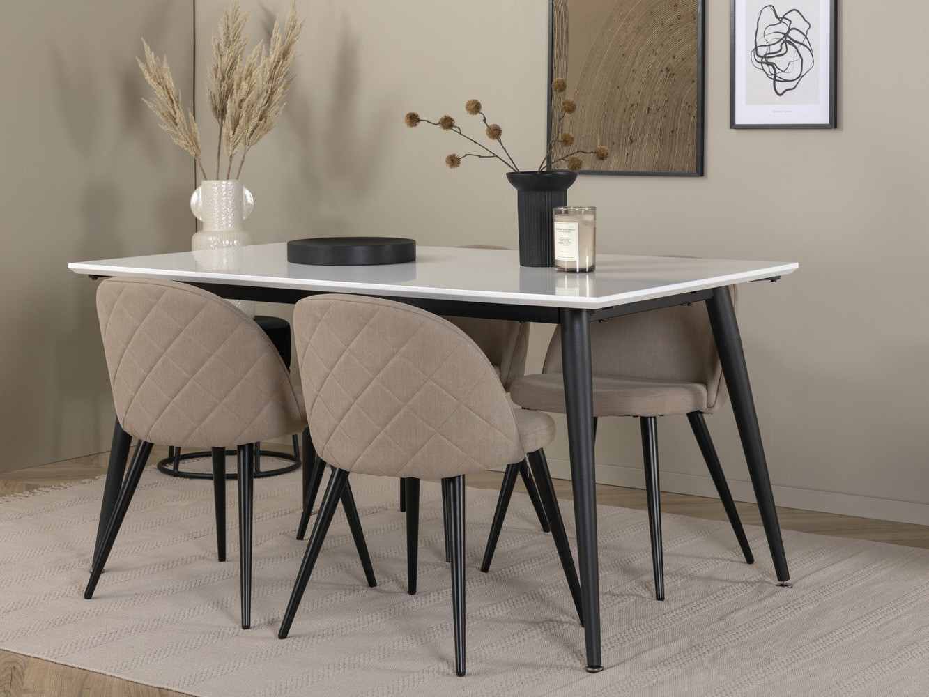 Salle à manger complète Dallas 2738 (Beige + Noir)