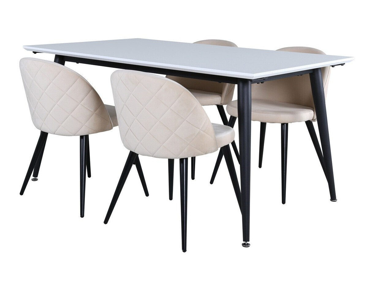 Salle à manger complète Dallas 2738 (Crème + Noir)
