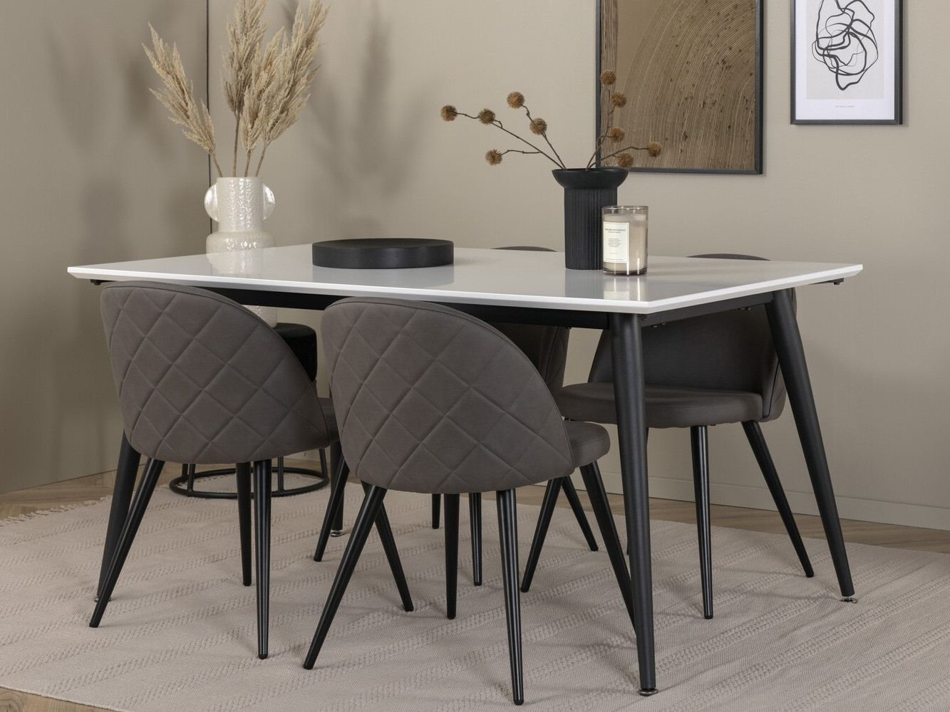 Salle à manger complète Dallas 2738 (Gris + Noir)