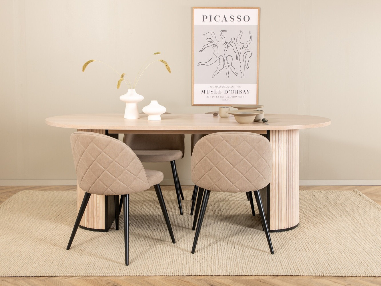Salle à manger complète Dallas 2765 (Crème + Noir)