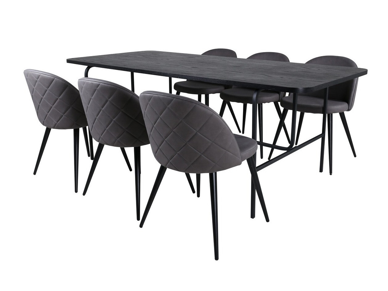 Salle à manger complète Dallas 2784 (Gris + Noir)