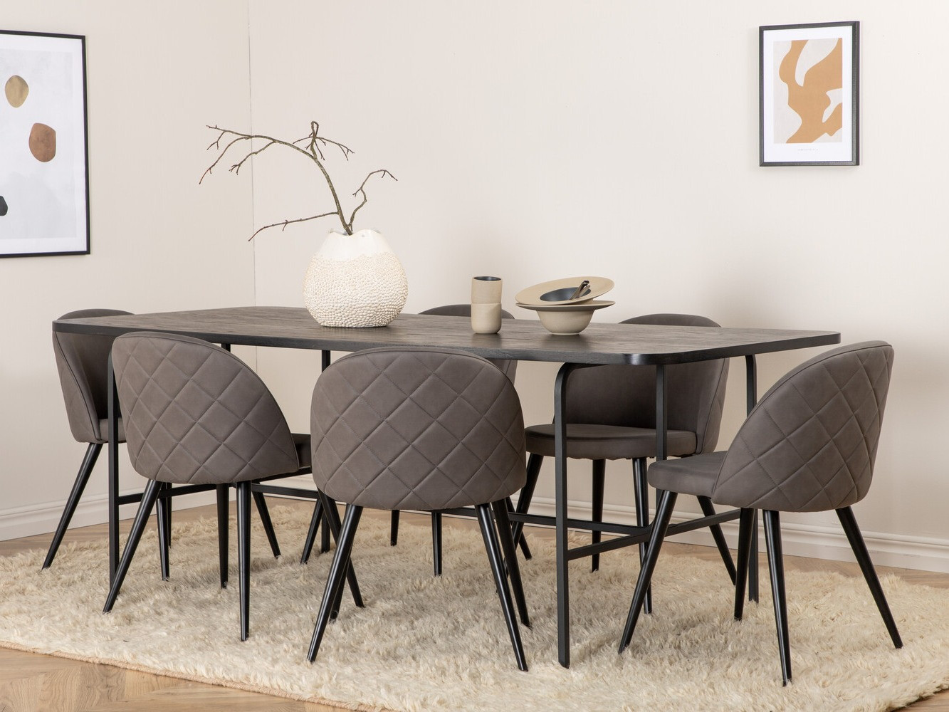 Salle à manger complète Dallas 2784 (Gris + Noir)