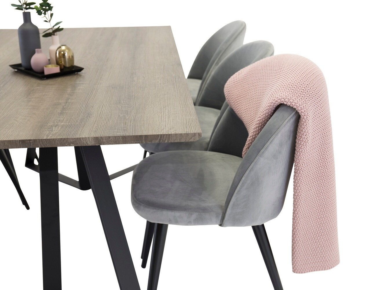 Salle à manger complète Dallas 340 (Gris + Noir)