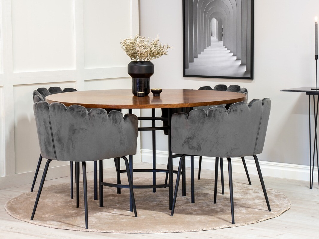 Salle à manger complète Dallas 310 (Gris + Noir)