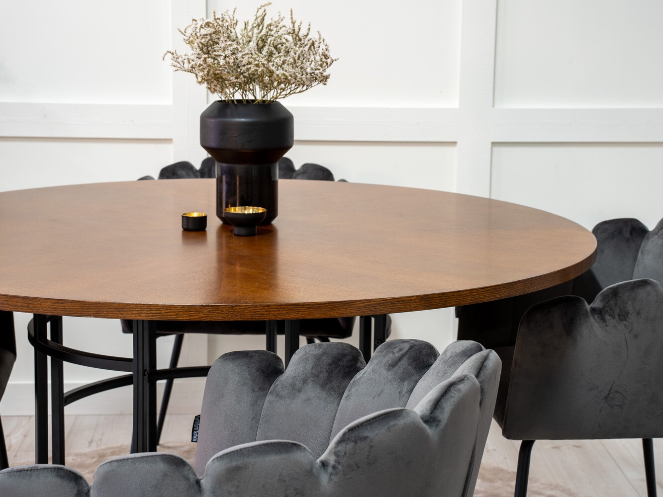 Salle à manger complète Dallas 310 (Gris + Noir)
