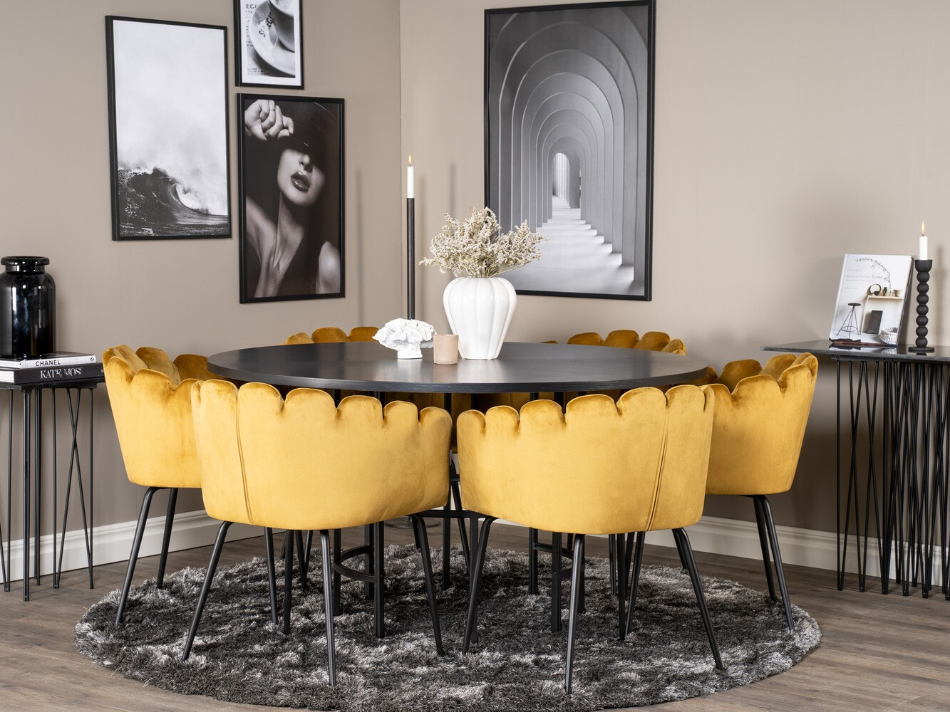 Salle à manger complète Dallas 312 (Jaune + Noir)