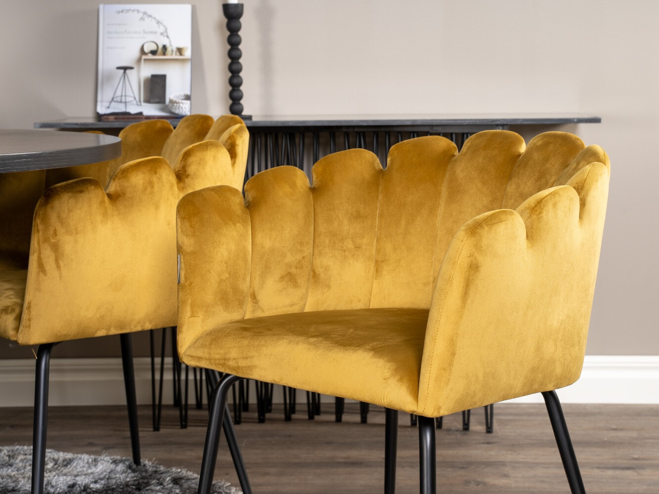 Salle à manger complète Dallas 312 (Jaune + Noir)