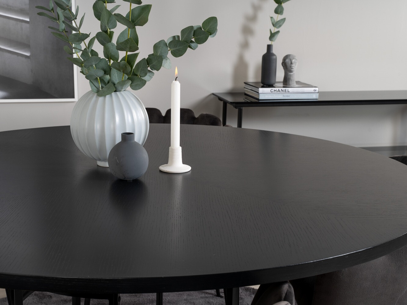 Salle à manger complète Dallas 313 (Gris + Noir)