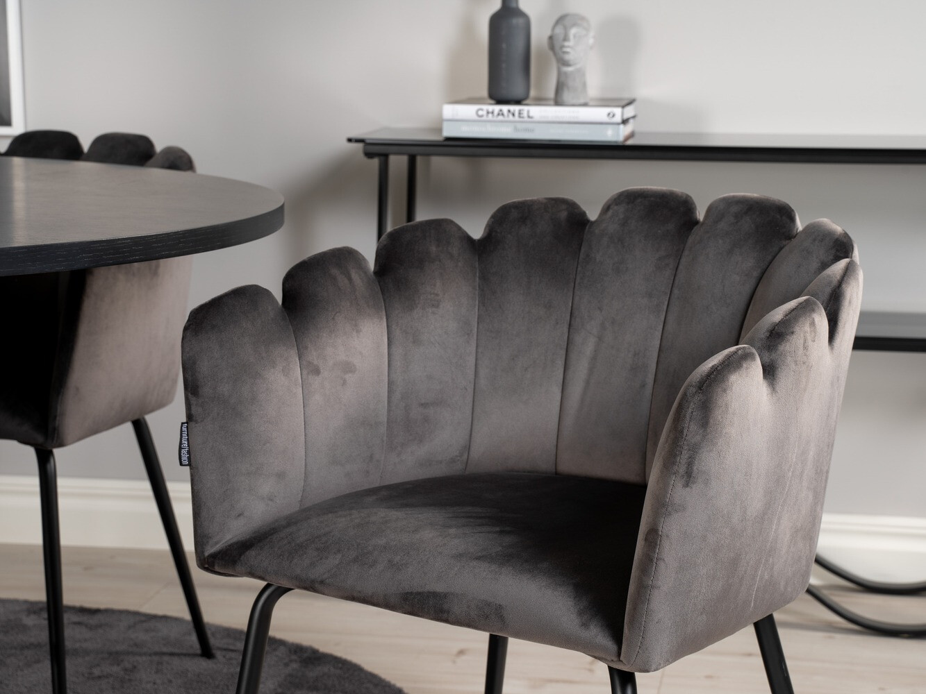 Salle à manger complète Dallas 313 (Gris + Noir)