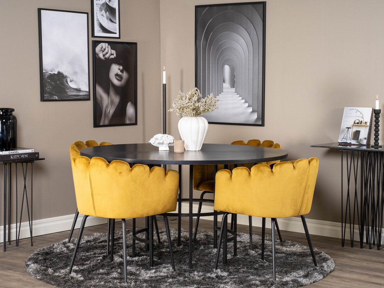 Salle à manger complète Dallas 313 (Jaune + Noir)