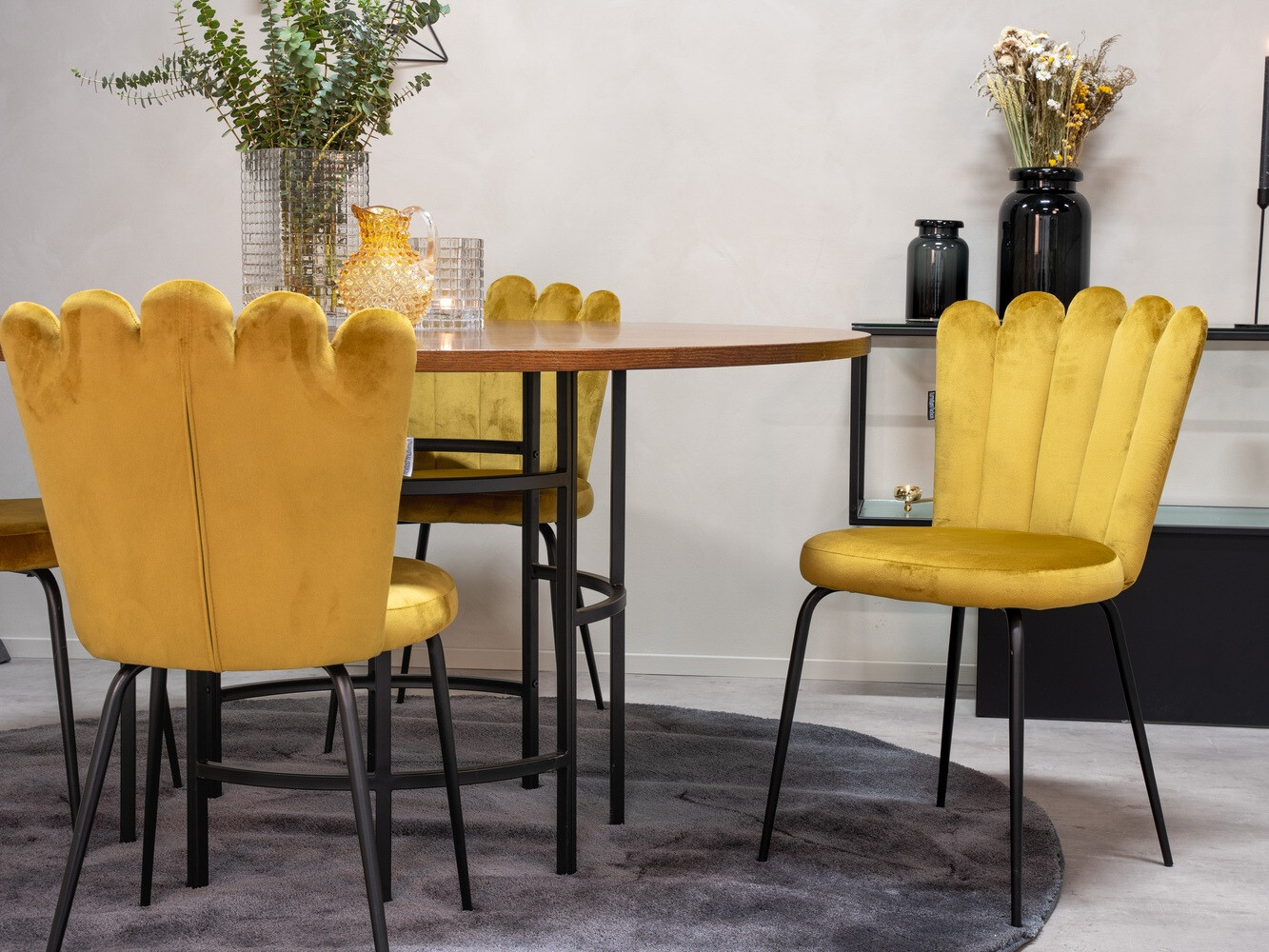 Salle à manger complète Dallas 314 (Jaune + Noir)