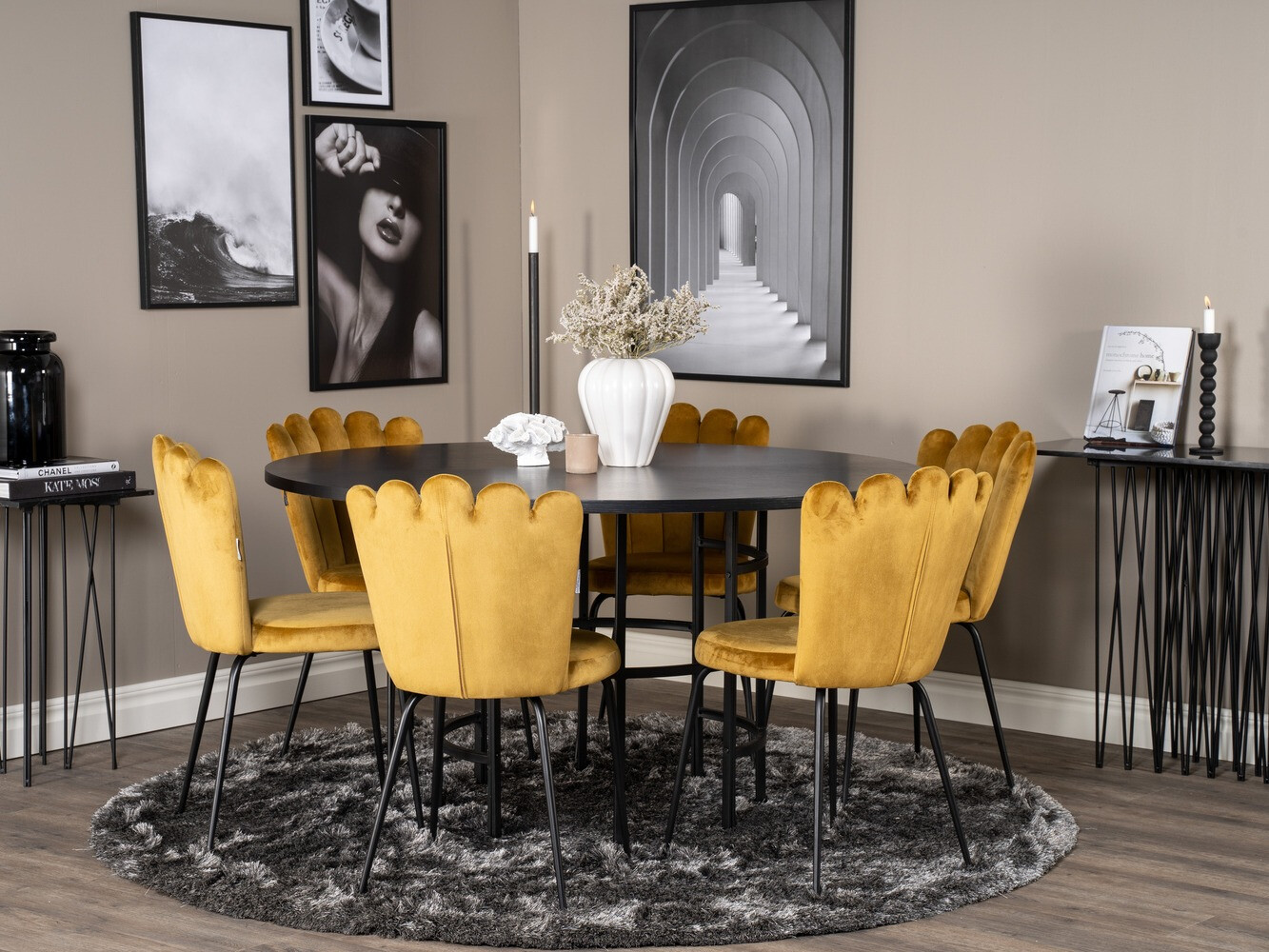 Salle à manger complète Dallas 317 (Jaune + Noir)