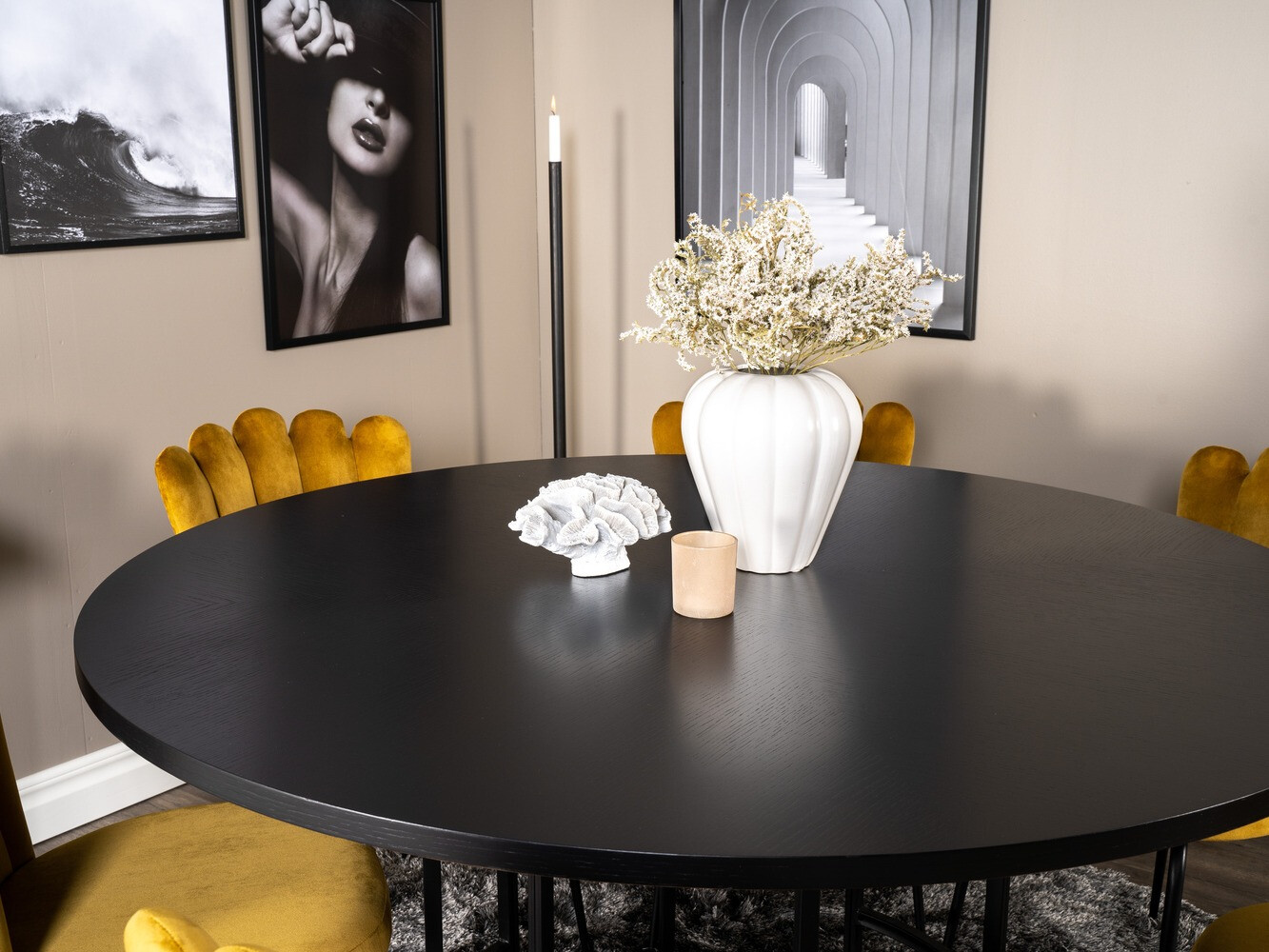 Salle à manger complète Dallas 317 (Jaune + Noir)