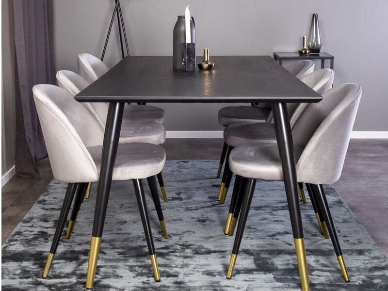 Salle à manger complète Dallas 346 (Gris + Noir)