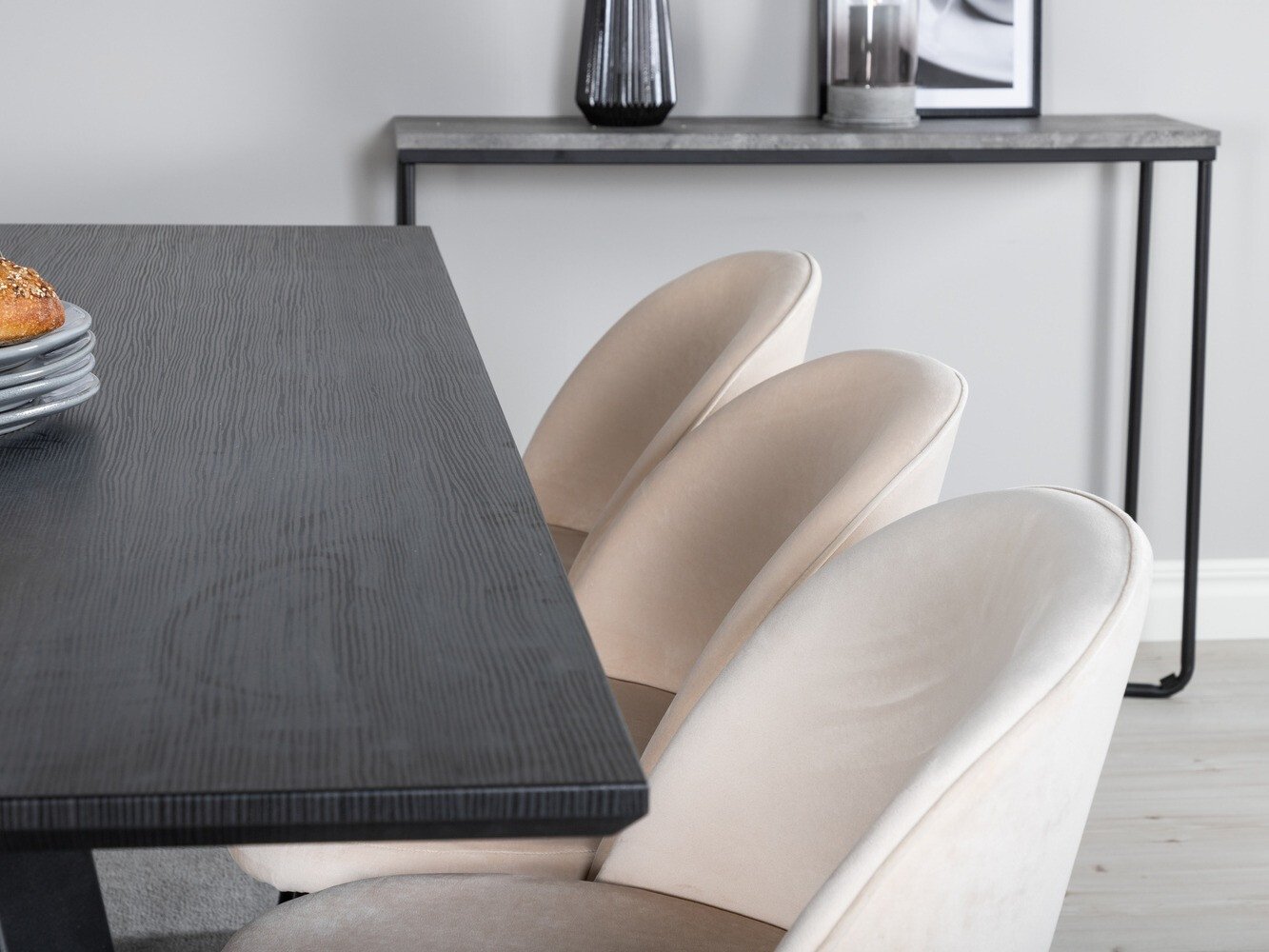 Salle à manger complète Dallas 360 (Beige + Noir)