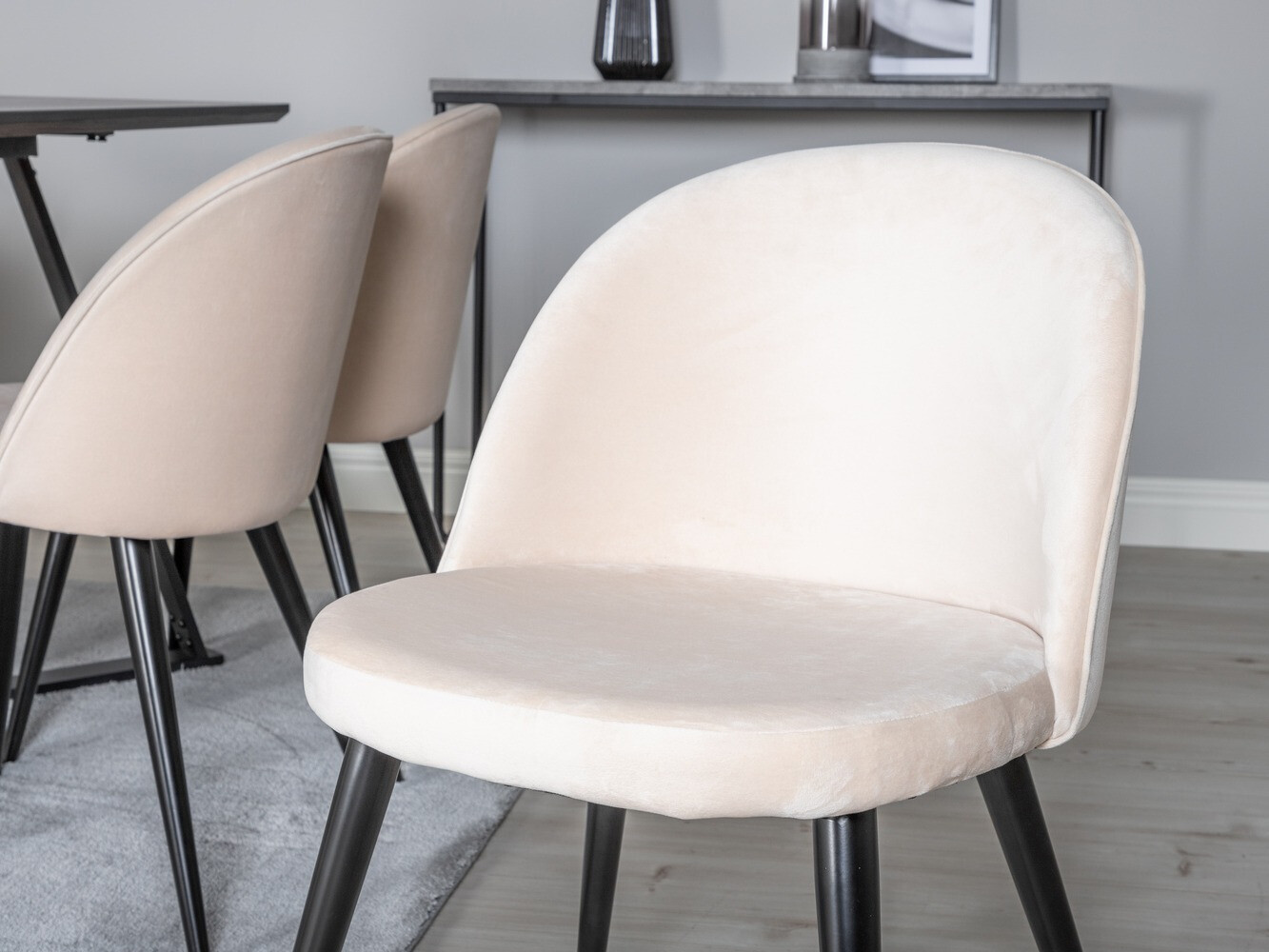 Salle à manger complète Dallas 360 (Beige + Noir)
