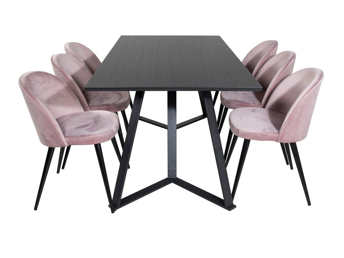 Salle à manger complète Dallas 360 (Rose + Noir)