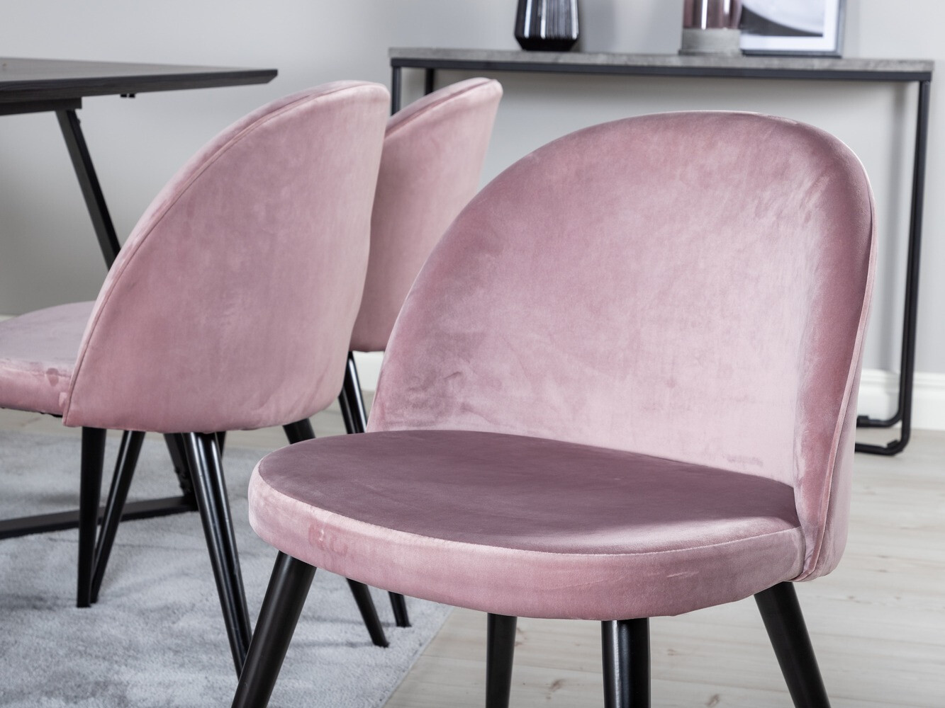 Salle à manger complète Dallas 360 (Rose + Noir)