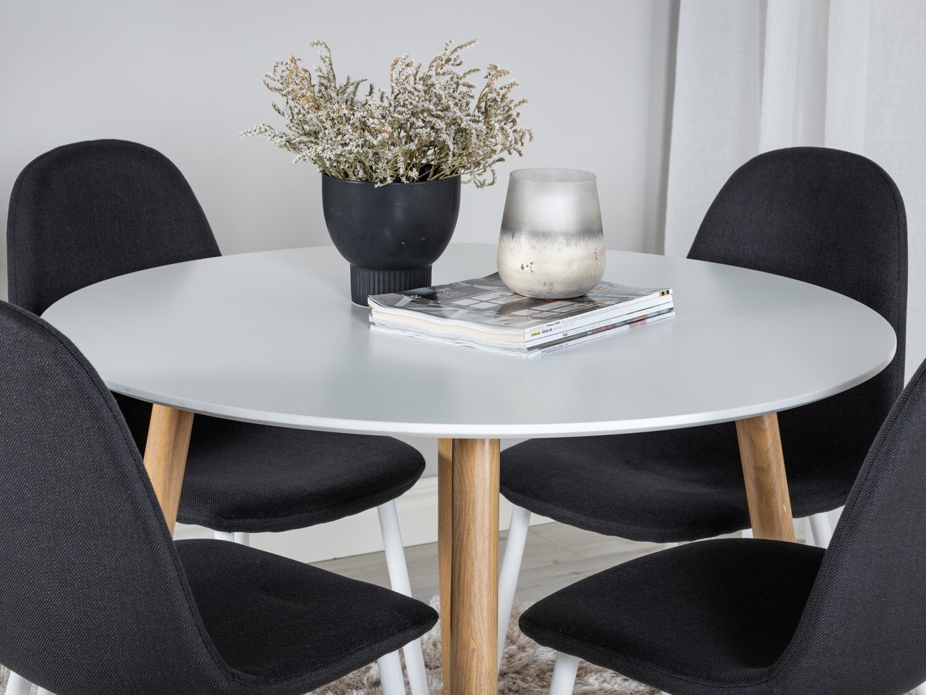 Salle à manger complète Dallas 291 (Noir + Blanc)