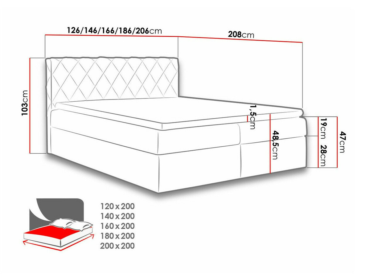Lit boxspring Genus (Velluto 16)
