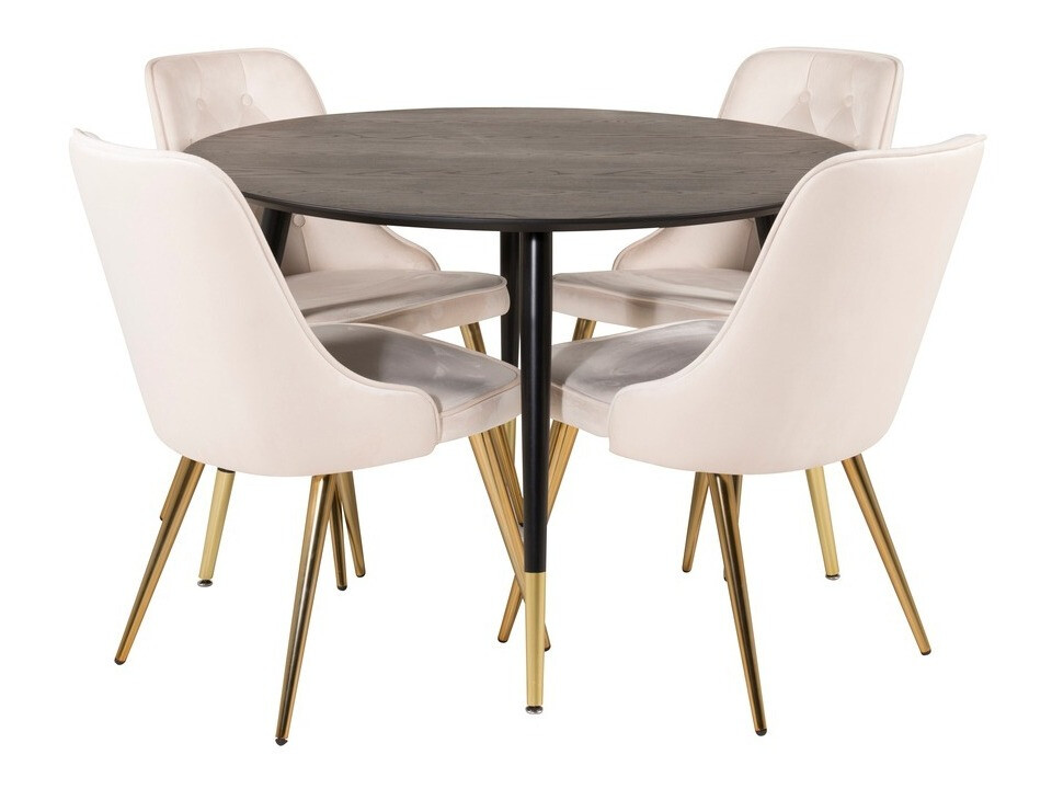Salle à manger complète Dallas 1178 (Beige + Doré)