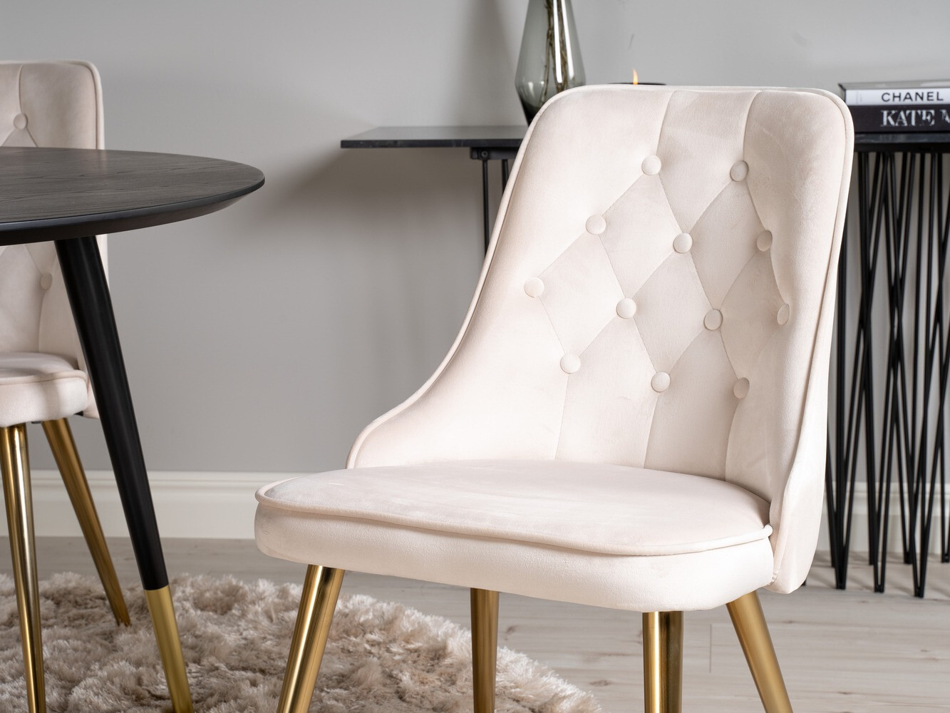 Salle à manger complète Dallas 1178 (Beige + Doré)