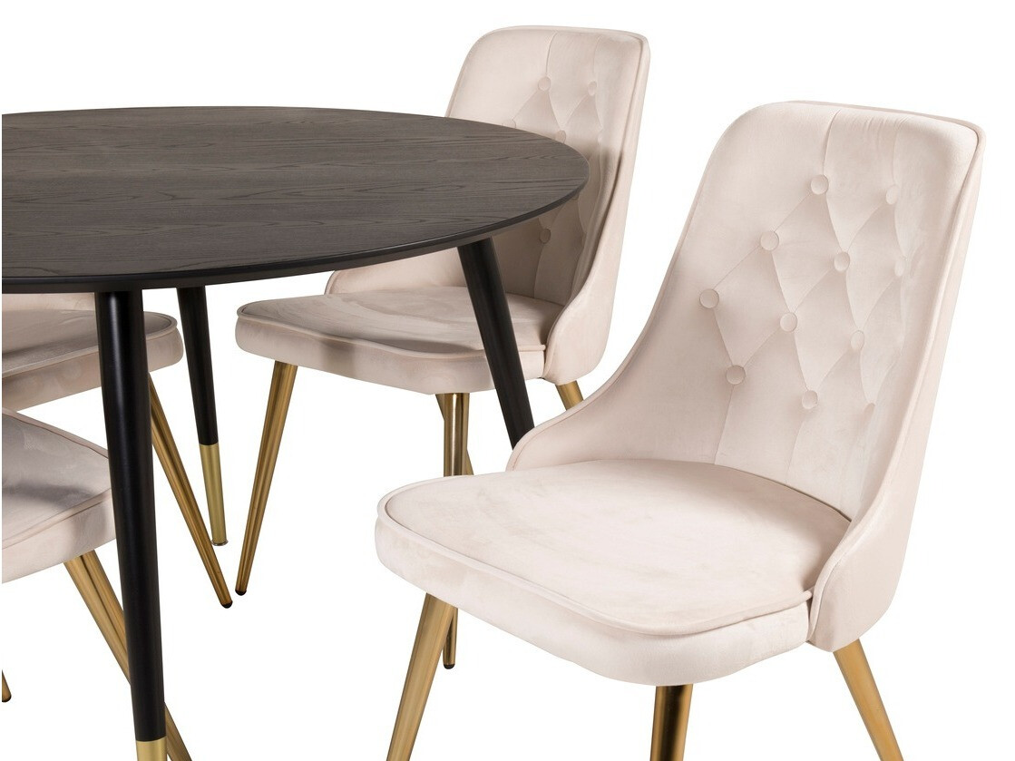 Salle à manger complète Dallas 1178 (Beige + Doré)
