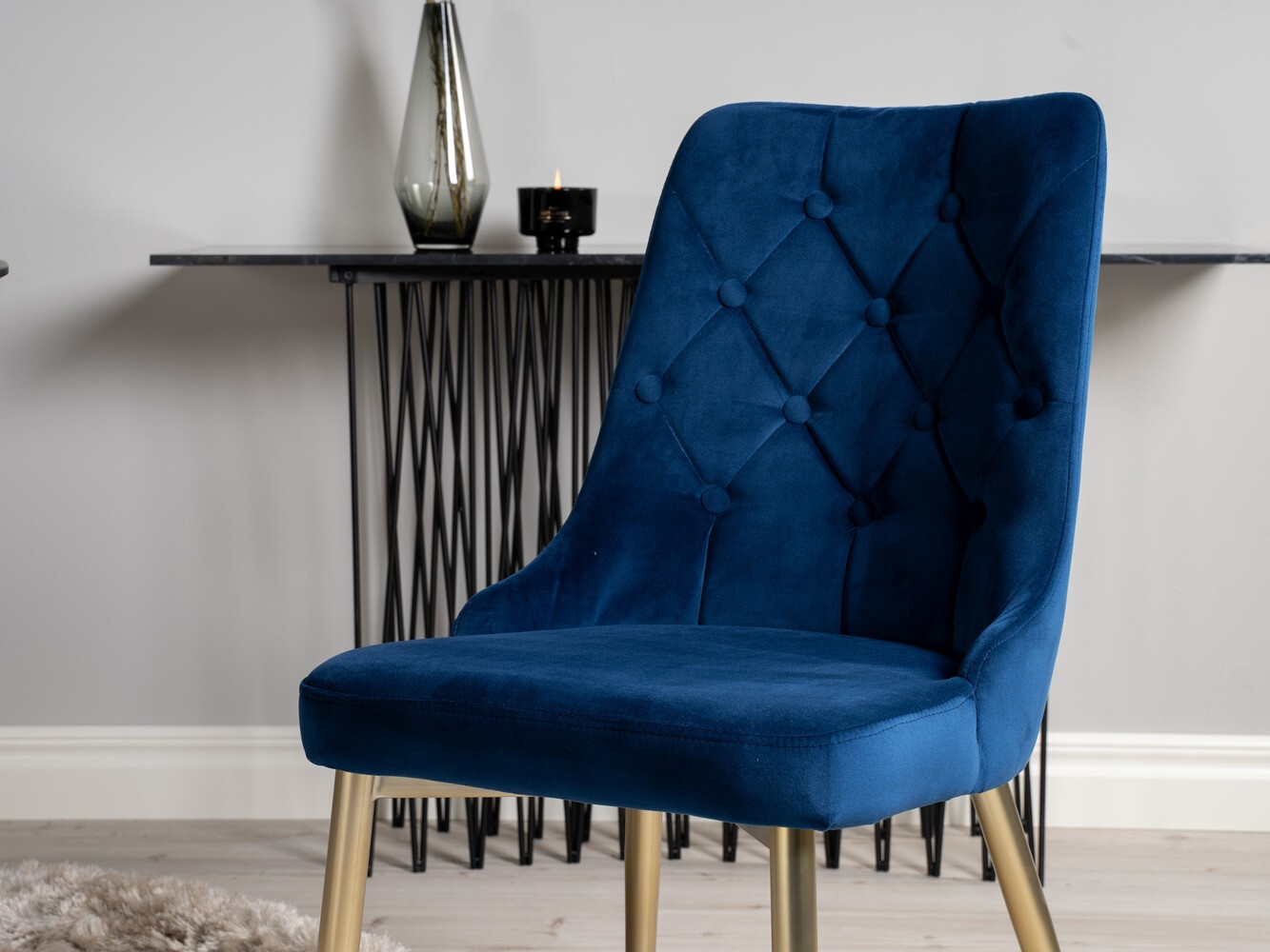 Salle à manger complète Dallas 1178 (Bleu + Doré)