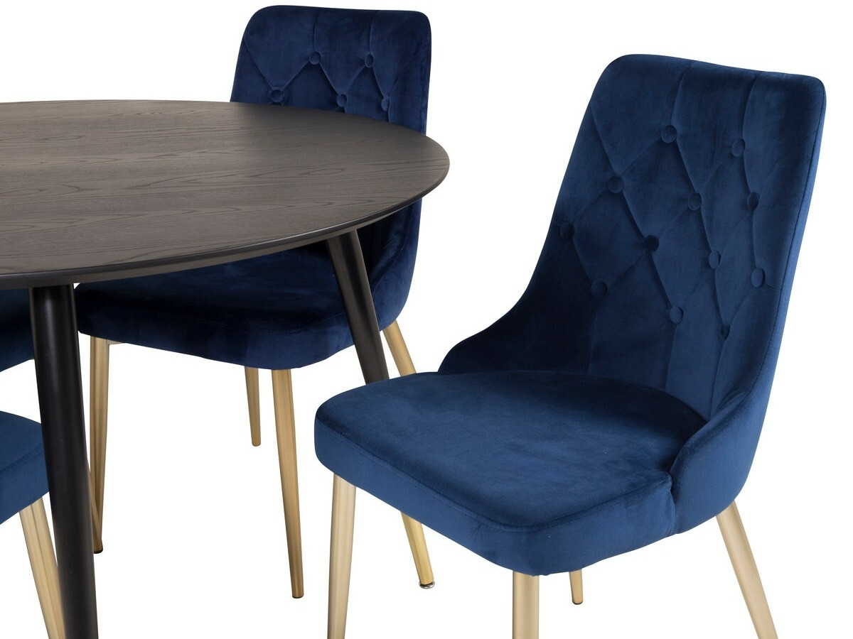 Salle à manger complète Dallas 1178 (Bleu + Doré)