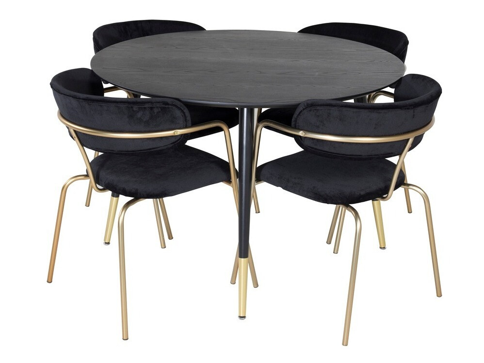 Salle à manger complète Dallas 1180 (Noir + Doré)